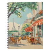 Parijse Café met Eiffel Uitzicht Notitieboek (Voorkant)