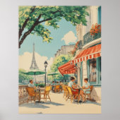 Parijse Café met Eiffel Uitzicht Poster (Voorkant)