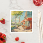 Parijse Café met Eiffel Uitzicht Servet (Insitu)