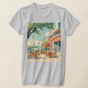 Parijse Café met Eiffel Uitzicht T-shirt