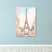 Parijse café met kunst van de Eiffeltoren Canvas Afdruk (Insitu (Houten vloer))