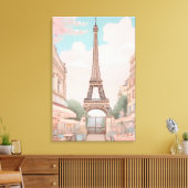 Parijse café met kunst van de Eiffeltoren Canvas Afdruk (Insitu (Woonkamer))
