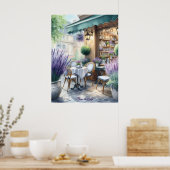 Parijse Café met Lavendelbloesem Poster (Keuken)