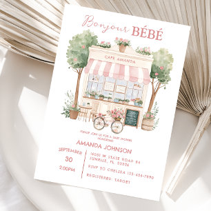 Parijse Café Middag Baby Shower Kaart