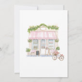 Parijse Cafe Roze Coquette Baby shower Kaart (Achterkant)