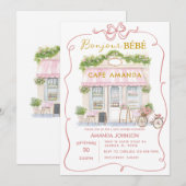 Parijse Cafe Roze Coquette Baby shower Kaart (Voorkant / Achterkant)