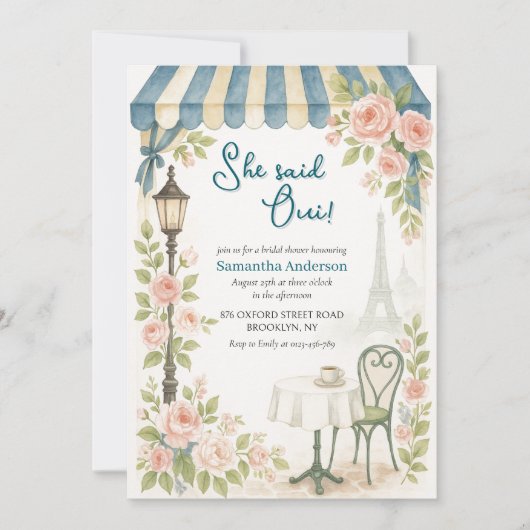 Parijse cafe zei ze oui Vrijgezellenfeest Kaart (Voorkant)