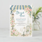 Parijse cafe zei ze oui Vrijgezellenfeest Kaart (Staand voorkant)