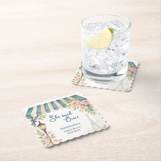 Parijse cafe zei ze oui Vrijgezellenfeest Kartonnen Onderzetters (Insitu)