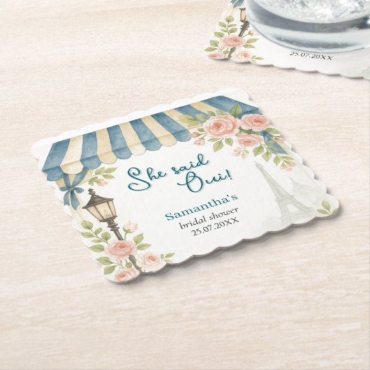 Parijse cafe zei ze oui Vrijgezellenfeest Kartonnen Onderzetters (Gebogen)