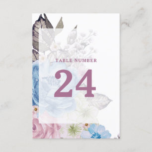 Parijse Charm Blauw Bloemen Bruiloft Tafelnummers