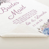Parijse Charm Blauw & Roze Bloemen Bruidsmeisje Qu Sherpa Deken (3/4)