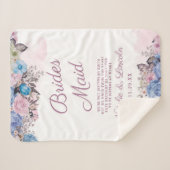 Parijse Charm Blauw & Roze Bloemen Bruidsmeisje Qu Sherpa Deken (Voorkant (horizontaal))