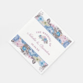 Parijse Charm Blauw & Roze Bloemen Bruiloft Monogr Servet (Hoek)