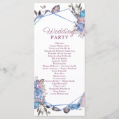 Parijse Charm Blauw & Roze Bloemen Huwelijksceremo Programmakaart (Achterkant)
