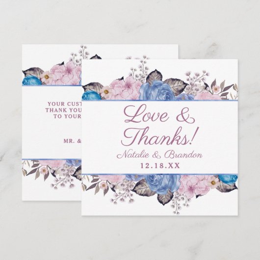 Parijse Charm Blauw & Roze Liefde en Bedankt Plein (Voorkant / Achterkant)