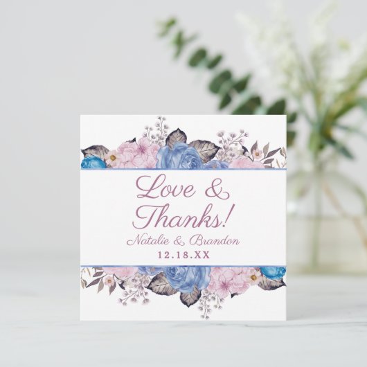 Parijse Charm Blauw & Roze Liefde en Bedankt Plein (Staand voorkant)