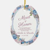 Parijse Charm Blauw & Roze Maid of Honor Quote Keramisch Ornament (Voorkant)