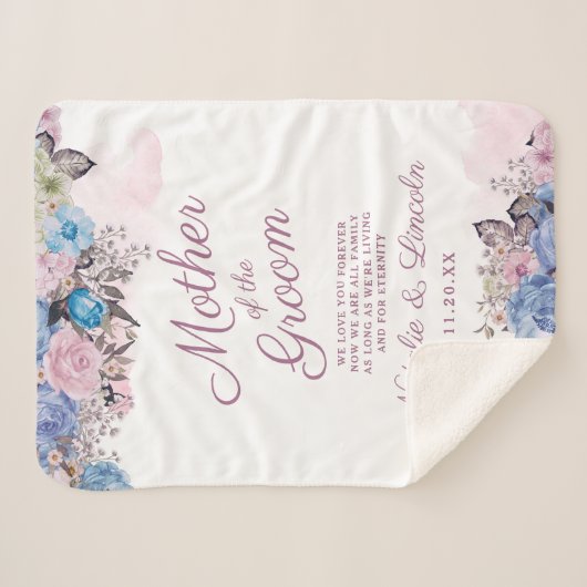 Parijse Charm Blauw & Roze Moeder van de bruidegom Sherpa Deken (Voorkant (horizontaal))