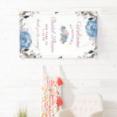 Parijse Charm Blue Floral Vrijgezellenfeest Welkom Spandoek (Insitu)