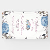 Parijse Charm Blue Floral Vrijgezellenfeest Welkom Spandoek (Horizontaal)