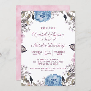 Parijse charme blauw bloemenbruiloft Vrijgezellenf Kaart