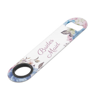 Parijse charme blauw en roze bloemrijke chique bru speed flessenopener