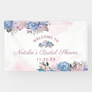 Parijse charme blauw en roze bruiloft verwelkoming spandoek