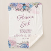 Parijse charme blauw & roze chique Bloemenmeisje Q Sherpa Deken (Voorkant)