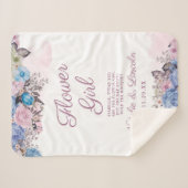 Parijse charme blauw & roze chique Bloemenmeisje Q Sherpa Deken (Voorkant (horizontaal))