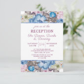 Parijse charme blauw & roze chique bruiloft recept kaart (Staand voorkant)