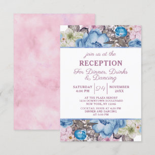 Parijse charme blauw & roze chique bruiloft recept kaart