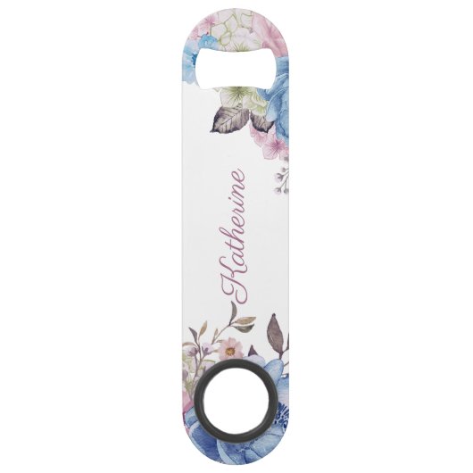 Parijse charme blauw & roze moeder van de bruid speed flessenopener (Achterkant)