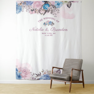 Parijse Charme Bloem Bruiloft Foto Booth Achtergro Wandkleed