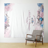 Parijse charme bloemenbruiloft fotocabine achtergr wandkleed (In Situ (horizontaal))