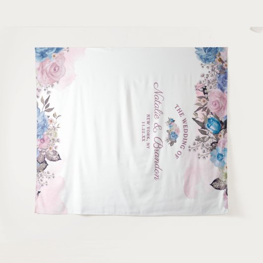 Parijse charme bloemenbruiloft fotocabine achtergr wandkleed (Voorkant (horizontaal))