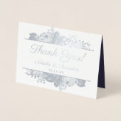 Parijse charme dank u bruiloft foto zilver folie kaarten (Voorkant)