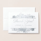 Parijse charme dank u bruiloft foto zilver folie kaarten (Voorkant met envelop)