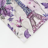 Parijse charme Paarse Eiffeltoren en Floral Fleece Deken (Hoek)
