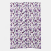 Parijse charme Paarse Eiffeltoren en Floral Theedoek (Verticaal)