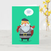 Parijse Chic Kerstman Kaart (Gele Bloem)