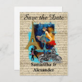  Parijse collage save the date Aankondigingskaart (Voorkant / Achterkant)