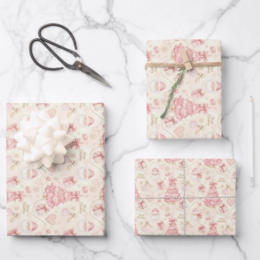 Parijse Coquette Kerstmis Inpakpapier Vel (Voorkant)