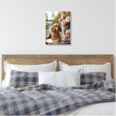 Parijse Dachshund Café, Speelse Honden Kunst Canvas Afdruk (Insitu (Slaapkamer))