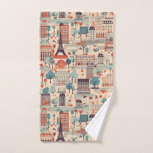 Parijse  Dag - beige, groen en rood Bad Handdoek (Handdoek)