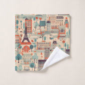 Parijse  Dag - beige, groen en rood Bad Handdoek (Wasdoekje)