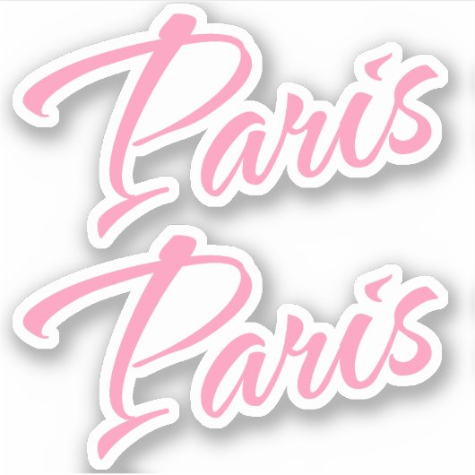 Parijse decoratieve naam in roze x2 Sticker (Voorkant)
