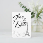 Parijse Doodles Bruiloft Save The Date Kaart (Staand voorkant)
