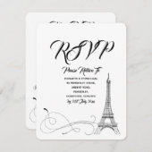 Parijse Doodles Huwelijksreactie RSVP Kaartje (Voorkant / Achterkant)