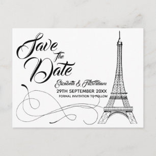 Parijse Doodles Save the Date Briefkaart